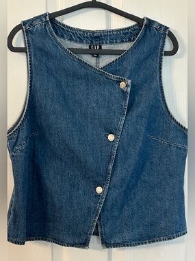 GAP Sleeveless Cropped Denim Vest Dark Wash Cotton Size L EUC